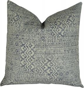 Thomas Collection Декоративная подушка голубая слоновая кость зигзаг джинсовая акцентная дизайнерская геометрическая handmade Blue Ivory Zig Zag Throw