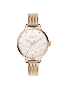 s.Oliver Наручные часы с объемным цветочным принтом из розового золота