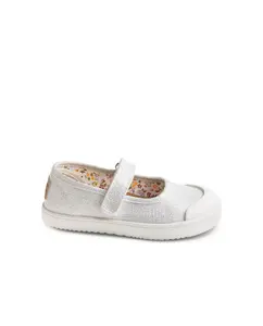 Кроссовки из парусины для девочек с застежкой-липучкой Pablosky, серебряный