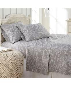 Набор простыней из 4 предметов с цветочным принтом Winter Brush Southshore Fine Linens, серый