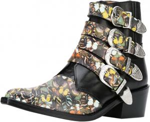 Женские ботильоны FOWT с заостренным носком, на щиколотку, с массивным каблуком, низкие, с модной пряжкой и ремешками, уличная обувь, размеры 4-16 US, Butterfly