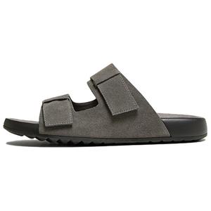 ПУ Полиуретановые кожаные тапочки-шлепанцы с противоскользящей подошвой и пэчворк дизайном для мужчин BASTO, темно-серый