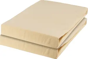 Простыня на резинке - 100 x 200 см - Пастельно-желтый - Хлопок - Комплект из 2 шт. HR Import GmbH