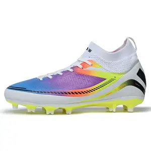 Футбольные бутсы детские, противоскользящие, с амортизацией от ударов, износостойкие, среднего размера D&W, белый/фиолетовый