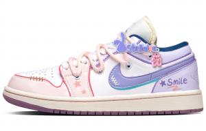 Jordan Баскетбольные кроссовки Air 1 Bunny Sauce с низким верхом, износостойкие, винтажные, женские, розовые, фиолетовые