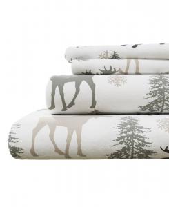 Ультрамягкий комплект постельного белья из турецкой хлопковой фланели с рождественским принтом Linery & Co, Moose