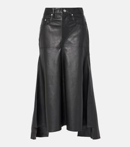Кожаная юбка миди Victoria Beckham, черный