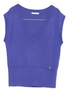Шерстяной трикотажный топ с V-образным вырезом Patrizia Pepe, фиолетовый