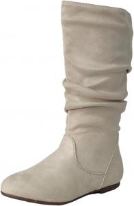 Женские сапоги из мягкой замши, низкий каблук, по голень, удобная осенняя обувь с боковой молнией и противоскользящей подошвой, плоские сапоги, мешковатые сапоги для женщин AtXiteli, Beige