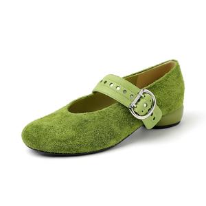 AIQINISHA Женские туфли Мэри Джейн на массивном каблуке зелёные, цвет Green