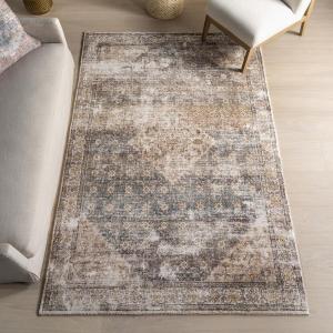Ковер nuLOOM, 122 x 183 см, Talita Medallion для гостиной, спальни, столовой и кухни, цвет Talita Grey, можно стирать в стиральной машине