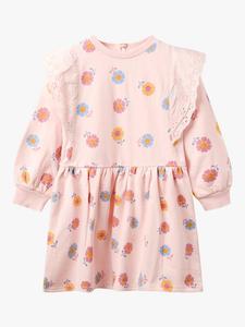 Детское платье-свитшот из хлопковой смеси с цветочным принтом JoJo Maman Bébé, Pink