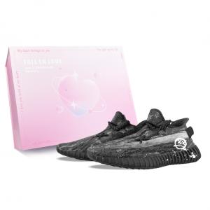 Adidas Originals Изнашивающиеся Yeezy Boost 350 V2 низкие повседневные кроссовки унисекс черно-белые, цвет Black