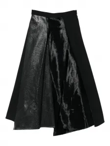 Юбка с панелями из зминой кожи и бархата JUNYA WATANABE, черный