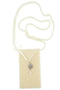 Сумка Allgäu Rebell "Alpenperle", выполненная из сотен жемчужин, с эдельвейсом, бежевый