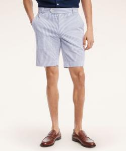 Эластичные хлопковые шорты из сирсакера в полоску, 9 дюймов.