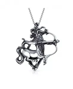 Ожерелье с подвеской в виде Стрелец, знак зодиака, астрологический гороскоп, для мужчин из стерлингового серебра Bling Jewelry, silver