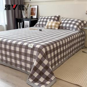 Yalu Комплект постельного белья из 2 предметов (простыня 160х230 см, наволочка), ткань молочный бархат, утепленный, цвет MUJI Style - Gray Large Checkered Pattern