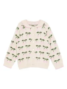 Кардиган с вишневой интарсией и воротником Konges Sløjd, нейтральный