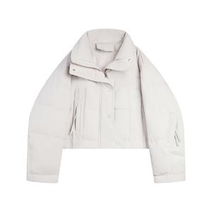 ELLE Пуховик Women's Gray Green Stand Collar Thickened