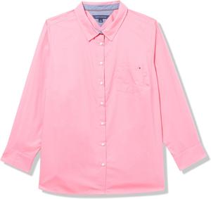 Женская рубашка Tommy Hilfiger на пуговицах с длинным рукавом, воротником и нагрудным карманом, Peony