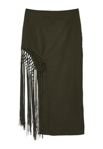 Юбка-карандаш LUNGA SPACCO FRANGE Calliope, темно-зеленый