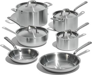 Набор кастрюль и сковородок Made In Cookware из нержавеющей стали с 5-слойным покрытием, 10 предметов, серебристый