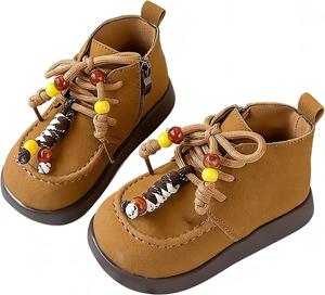 BANGTEUO Детские замшевые мокасины-башмачки для девочек, модные укороченные ботинки с бусинами, удобные с боковой молнией, с круглым носком, противоскользящие, повседневные короткие ботильоны для ежедневных прогулок на улице