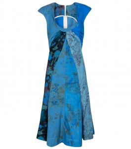 Мини-платье из регенерированного хлопка с принтом Marine Serre, Cobalt