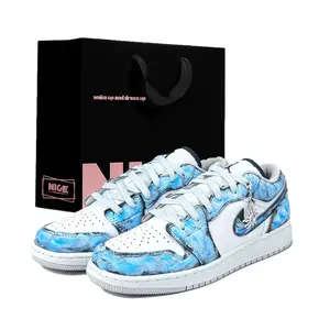 Jordan Кроссовки Air 1 устойчивые к истиранию низкие винтажные баскетбольные унисекс небесно-голубые, цвет Sky Blue