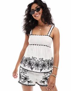 Комбинезон New Look с вышитым подолом, белый