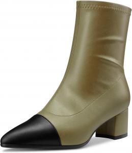 Ботильоны Castamere с массивным каблуком средней высоты, заостренным носком и закрытым мысом, короткие с молнией, для вечеринок, базовая классика, каблук 2,0 дюйма, Olive Green