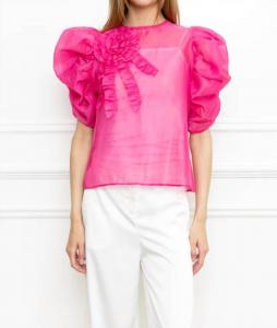 Топ с рукавами-фонариками и оборками в ярко-розовом цвете ZERO DEGREE CELSIUS