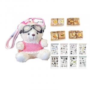 Плюшевый кулон пилот медвежонок высота 13см Jinnew, белый