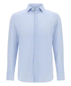 Рубашка из эластичного нейлона приталенного кроя B tech Boggi Milano, синий