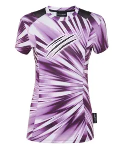 Футболка с круглым вырезом и принтом тай-дай, с коротким рукавом, с царапинами. Plein Sport, фиолетовый