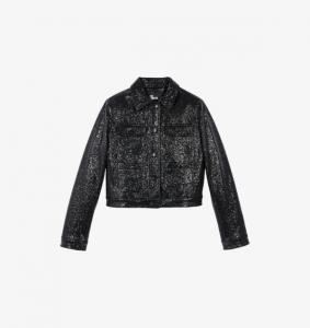 Куртка прямого покроя из ткани с покрытием и накладными карманами The Kooples, черный