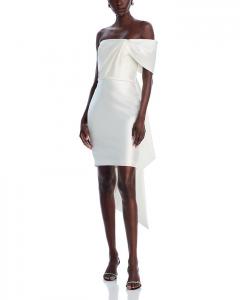 Платье с одним плечом и бантом на спине Amsale, слоновая кость/кремовый
