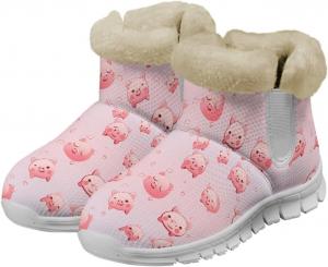 Зимние теплые сапоги chaqlin Cute Pig для женщин, плоская подошва, противоскользящие, устойчивые к холоду, легкие, с флисовой подкладкой и плюшевым мехом, удобные, повседневные, для улицы, Cartoon Pig Print