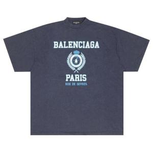 Футболка Balenciaga College Crest Oversized T-Shirt Navy, синий