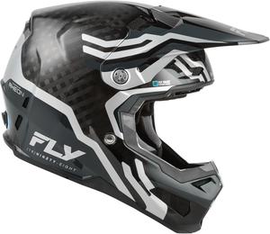 Детский мотокроссовый шлем Fly Racing Formula S Carbon Byte - одобрен ECE/DOT, карбоновый корпус, усовершенствованная защитная экипировка для мотокросса - размер Youth Large., Black Carbon/Grey/Silver