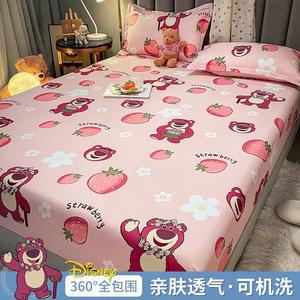 Disney Простыня на резинке 180х200 см, дизайн Strawberry Bear, дышащая и приятная к телу