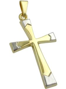 Gallay Кулон в виде двухцветного креста 25x16 мм, 9-каратное золото