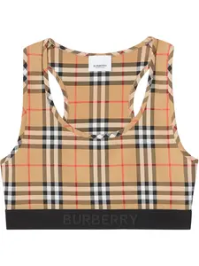 Спортивный бюстгальтер в клетку Vintage Check BURBERRY, коричневый