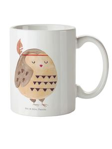 Детская кружка с декором в виде перьев совы, без слов, белого цвета Mr. & Mrs. Panda