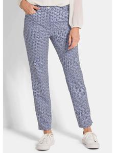 Брюки облегающего кроя с высокой талией, бежевого/королевского синего цвета/с узором GOLDNER
