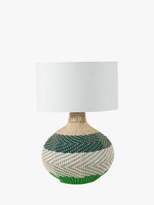Brera Woven Rattan Striped Table Lamp Designers Guild, Green