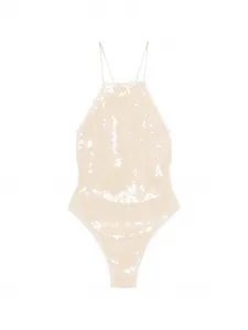 Купальник, украшенный пайетками Oséree, бежевый