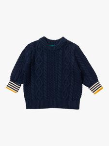 Детский джемпер из хлопка аранской вязки Little Green Radicals, Navy