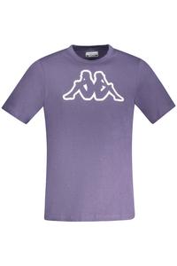 Мужская футболка Kappa хлопковая с белым принтом и круглым вырезом, синий